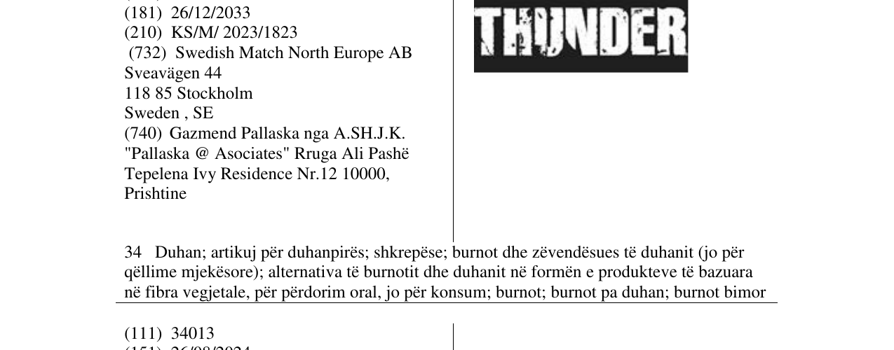 Zëri i markës thunder në buletin