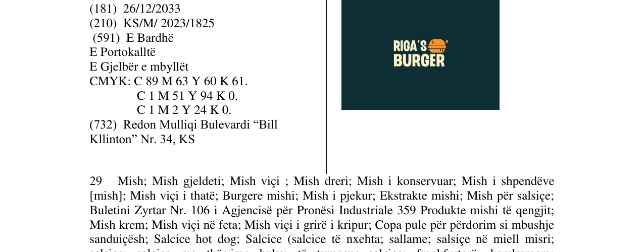 Zëri i markës RIGA'S BURGER në buletin