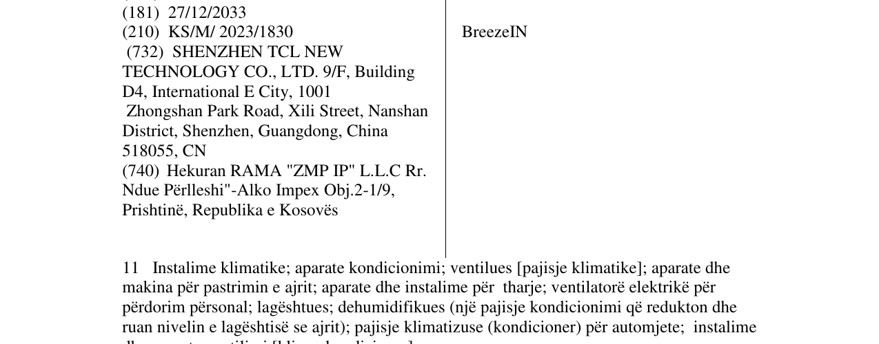 Zëri i markës BreezeIN në buletin