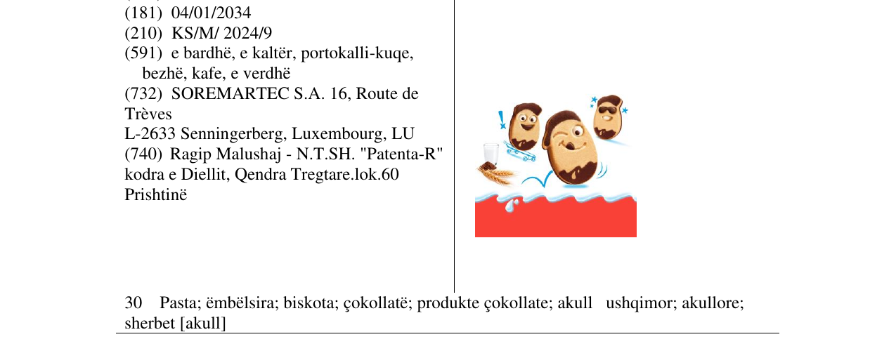 Zëri i markës biscotti kinderini në buletin
