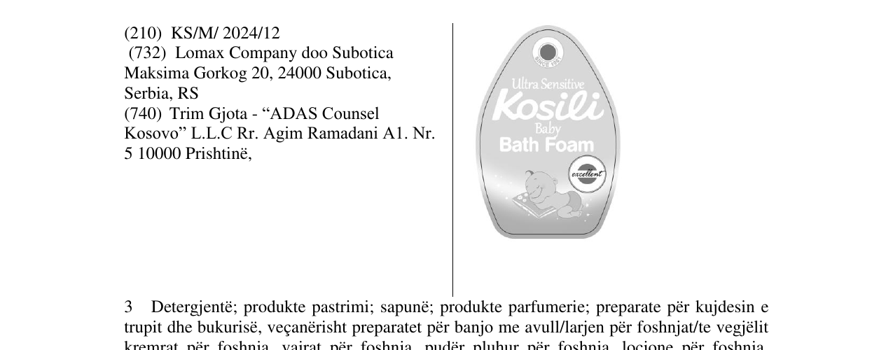 Zëri i markës KOSILI BABY BATH FOAM në buletin