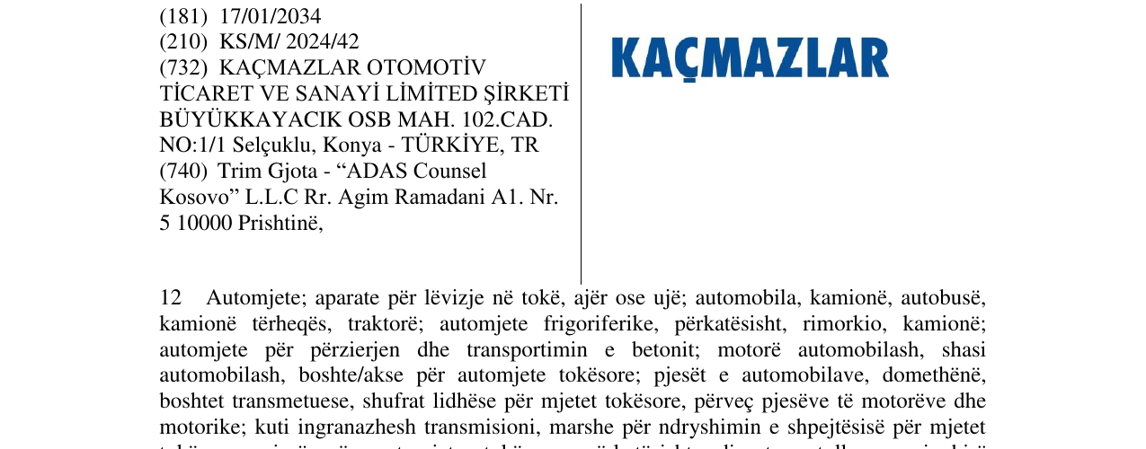 Zëri i markës KACMAZLAR në buletin