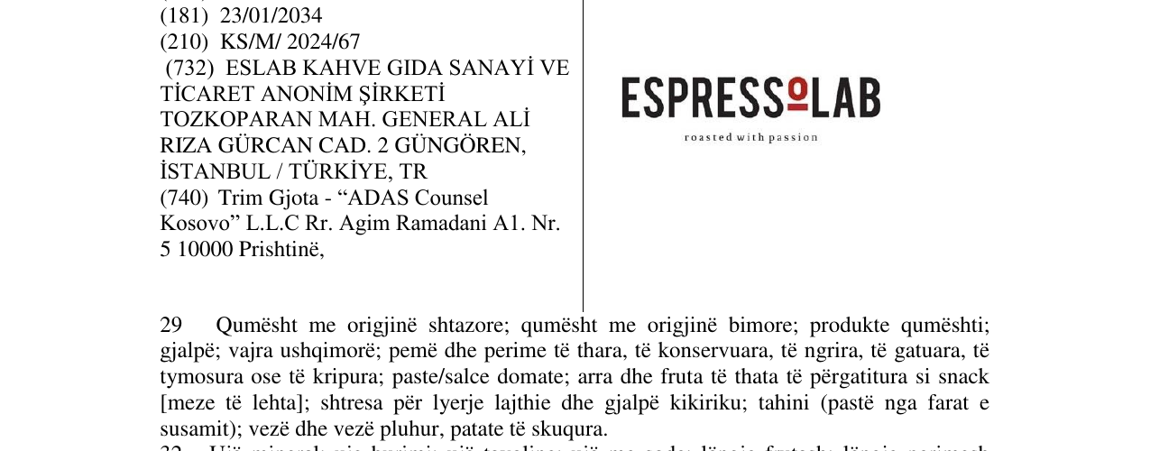 Zëri i markës ESPRESSOLAB në buletin