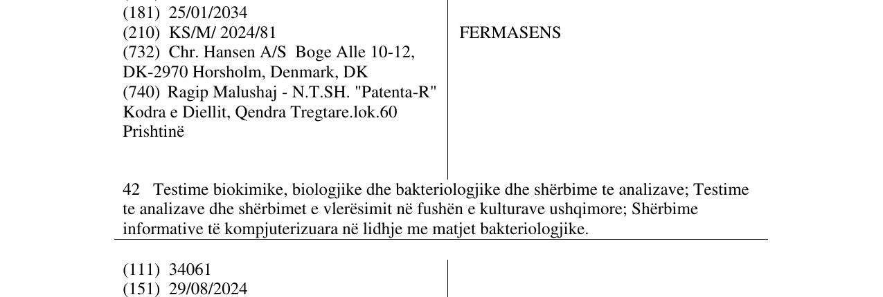 Zëri i markës FERMASENS në buletin