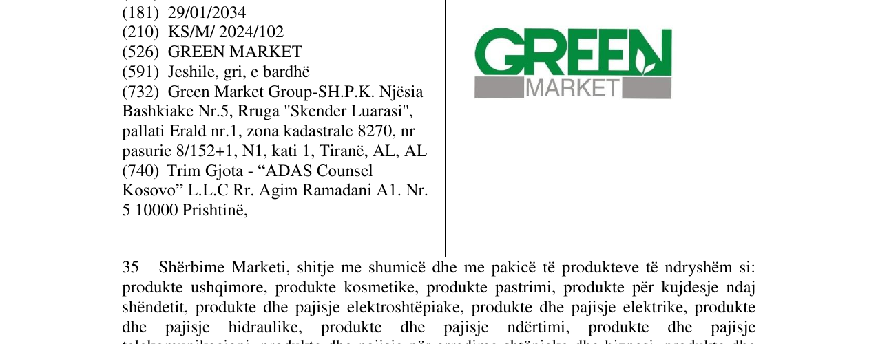 Zëri i markës GREEN MARKET në buletin