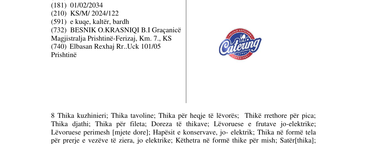 Zëri i markës Catering në buletin