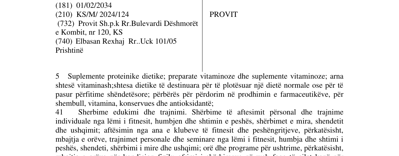 Zëri i markës PROVIT në buletin