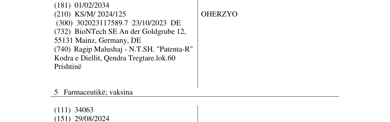 Zëri i markës OHERZYO në buletin