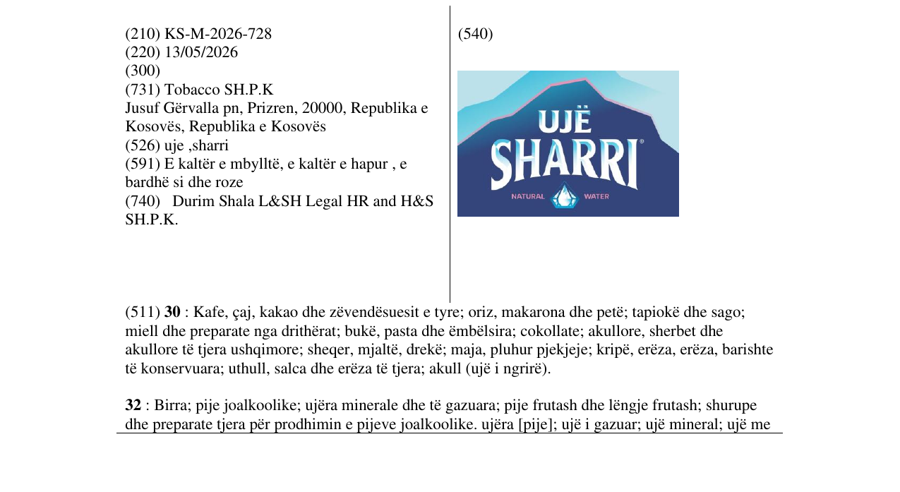 Zëri i markës uje ,sharri në buletin