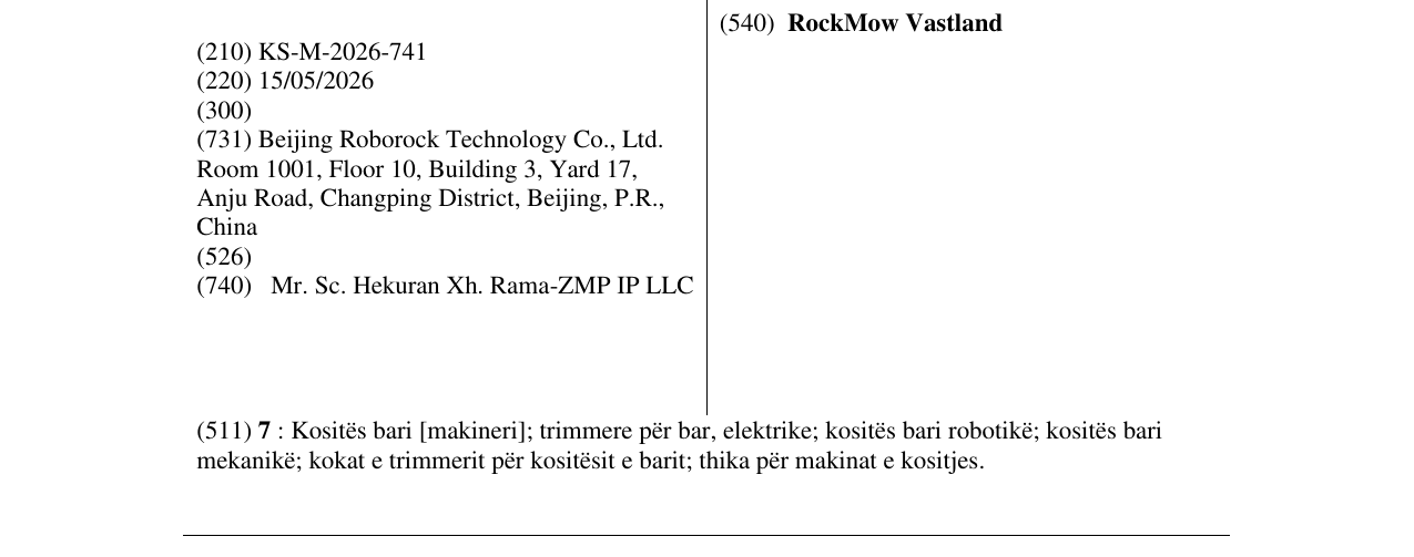 Zëri i markës RockMow Vastland në buletin