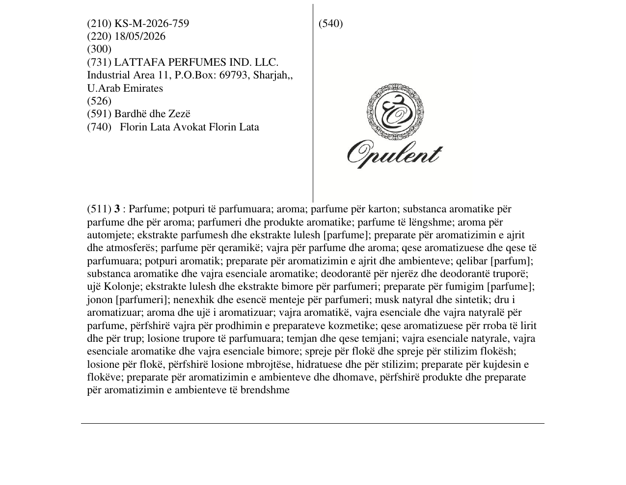 Zëri i markës KS/M/2026/759 në buletin