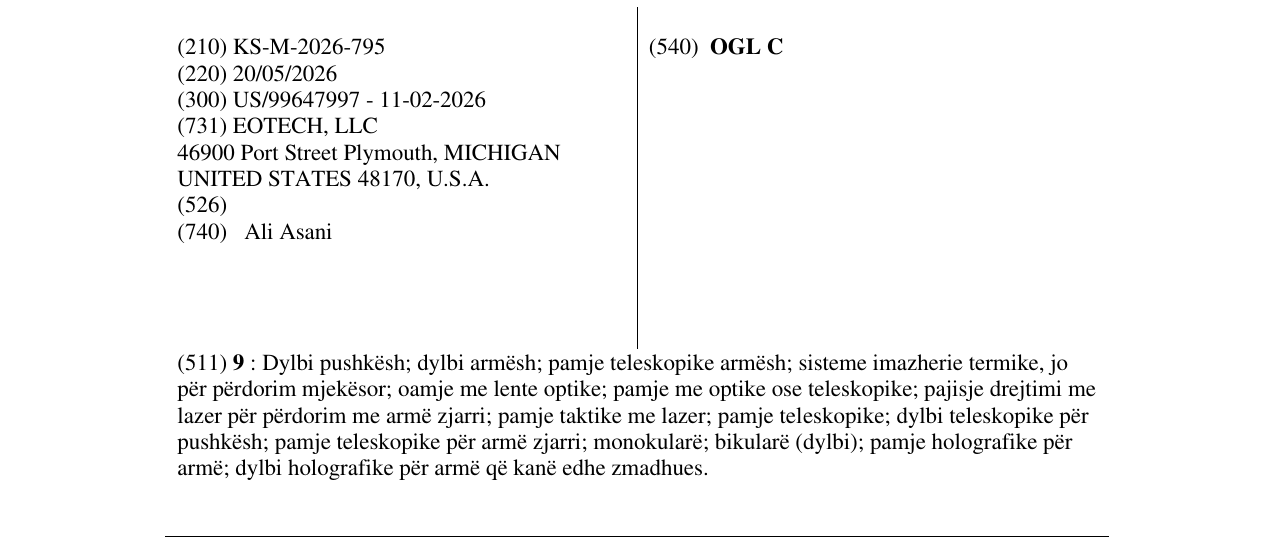 Zëri i markës OGL C në buletin