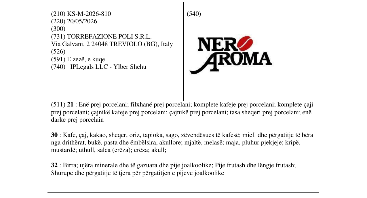 Zëri i markës KS/M/2026/810 në buletin