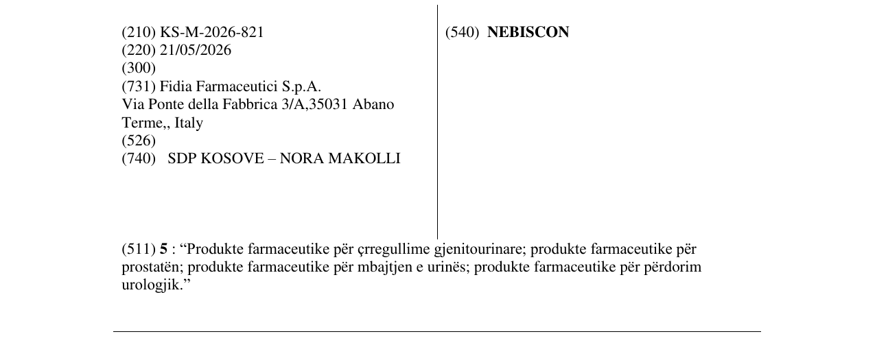 Zëri i markës NEBISCON në buletin