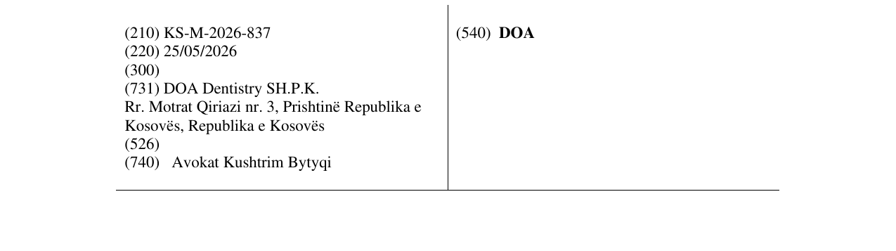 Zëri i markës DOA në buletin