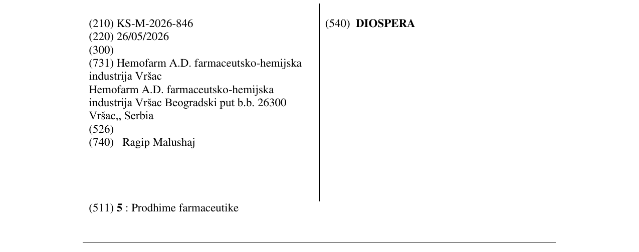 Zëri i markës DIOSPERA në buletin