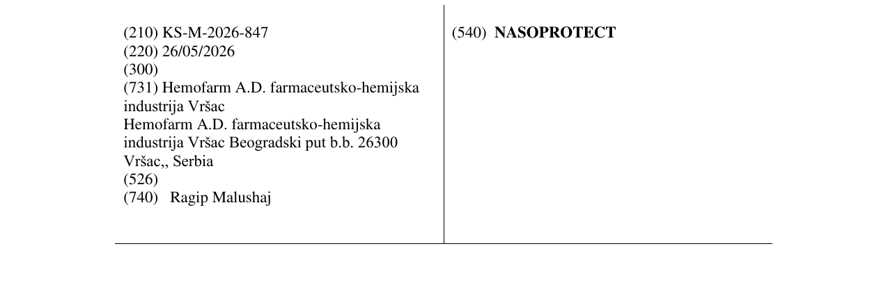 Zëri i markës NASOPROTECT në buletin