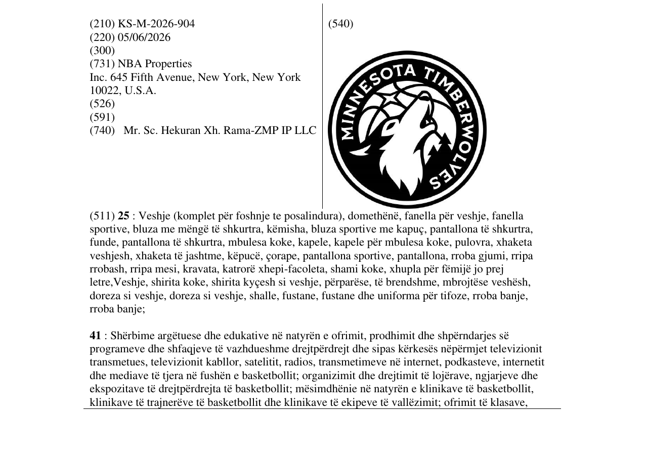 Zëri i markës KS/M/2026/904 në buletin