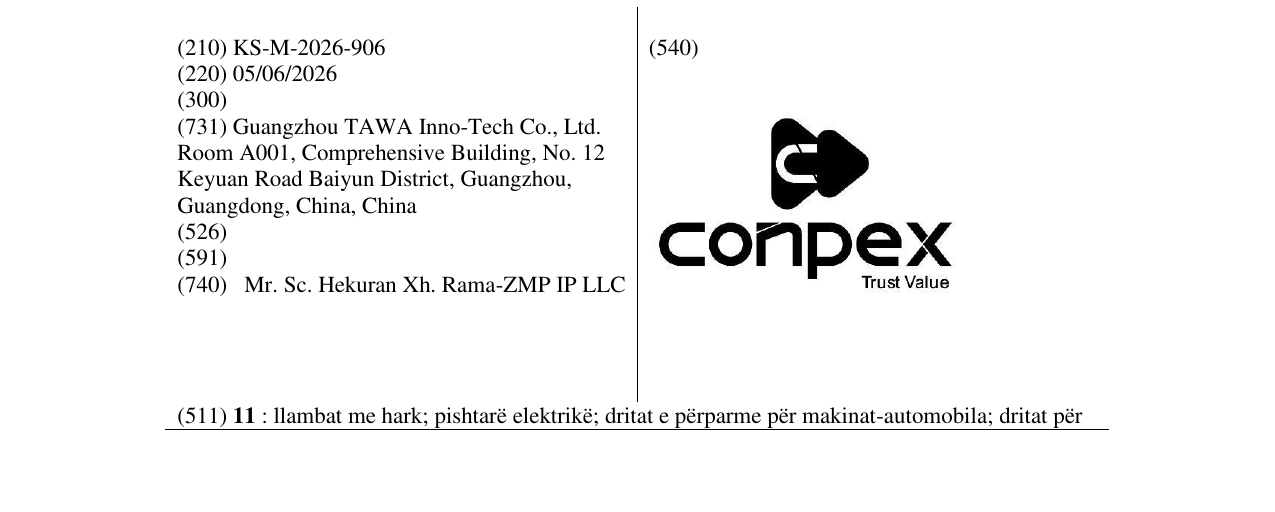 Zëri i markës KS/M/2026/906 në buletin
