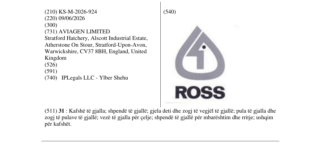 Zëri i markës ROSS në buletin
