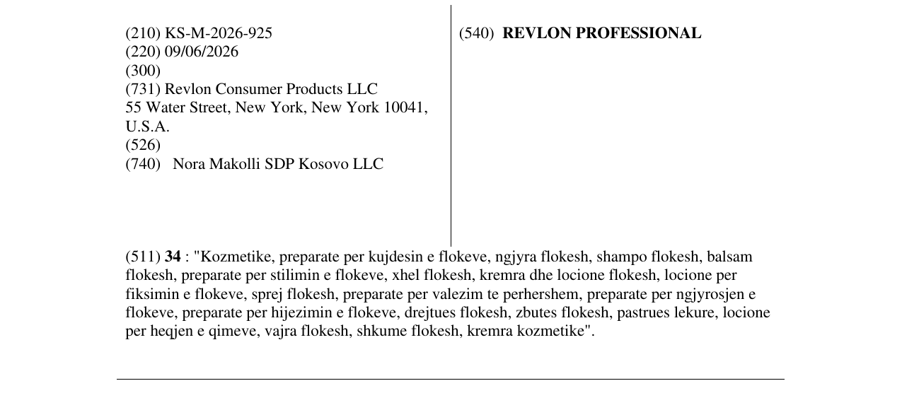 Zëri i markës REVLON PROFESSIONAL në buletin