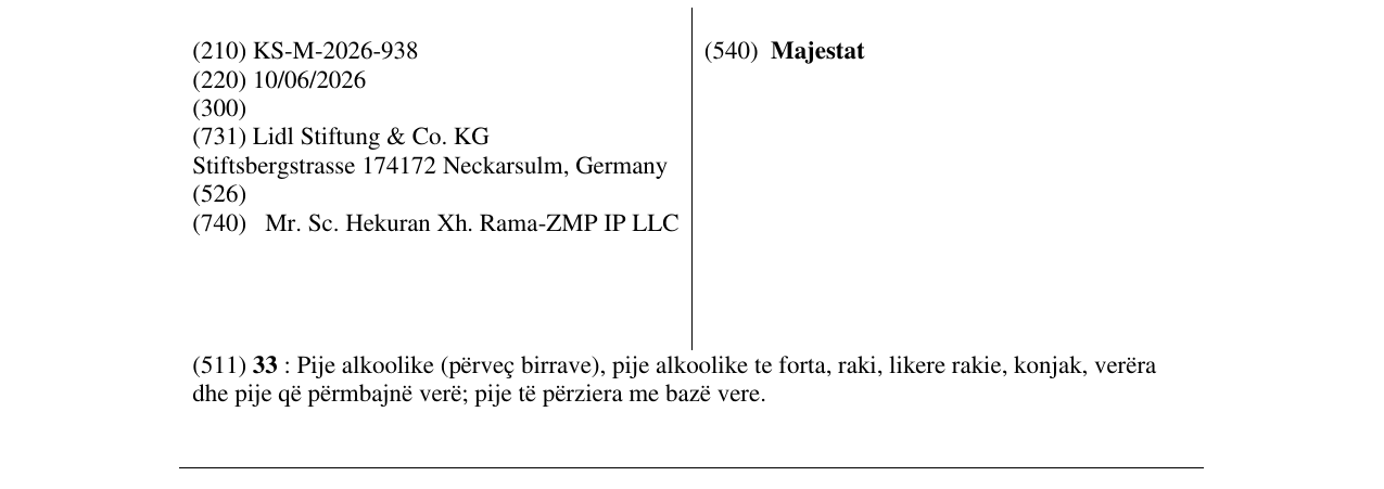 Zëri i markës Majestat në buletin