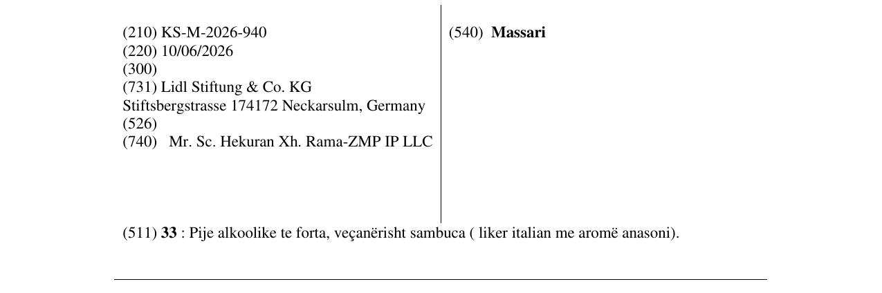 Zëri i markës Massari në buletin