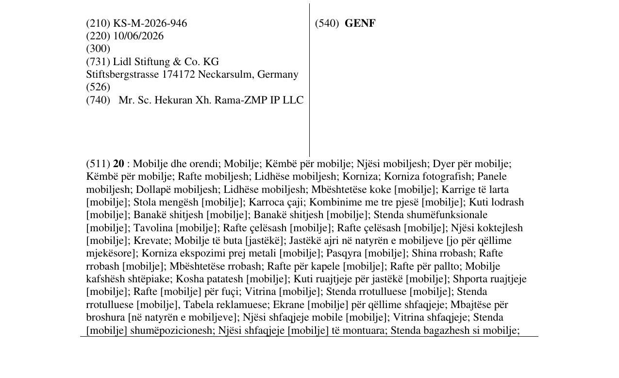 Zëri i markës GENF në buletin