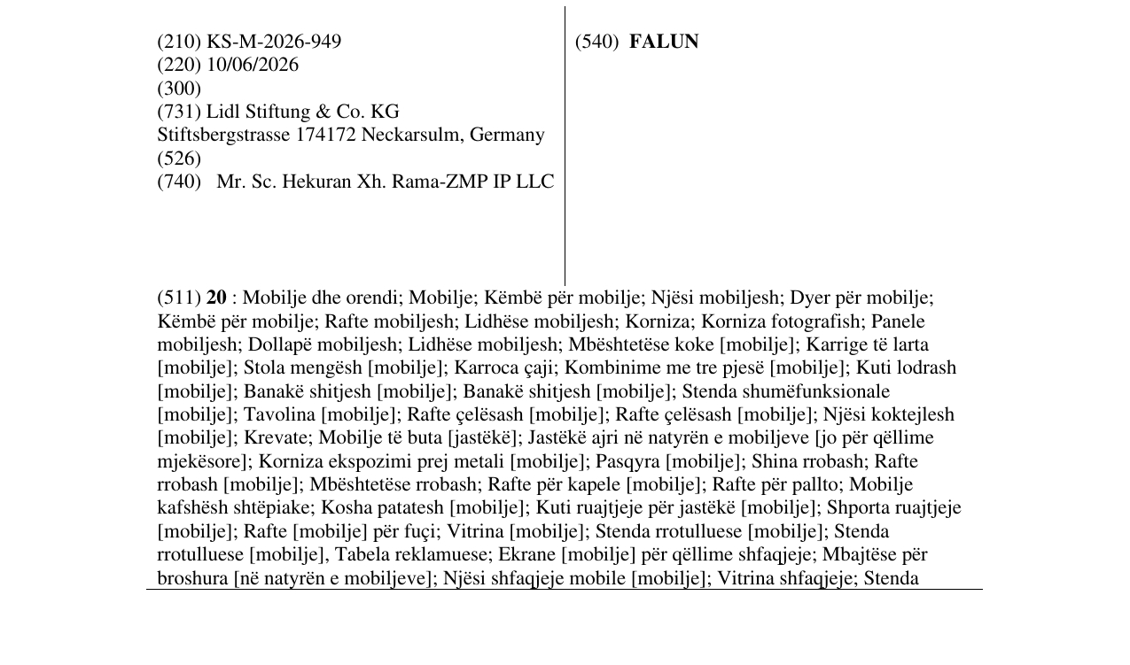 Zëri i markës FALUN në buletin