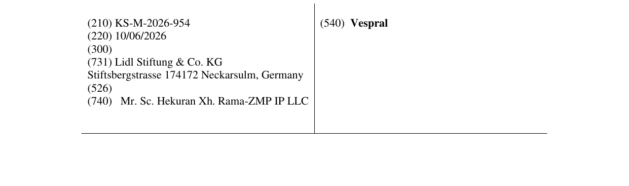 Zëri i markës Vespral në buletin