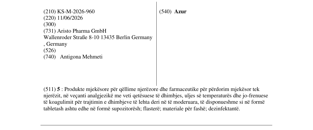 Zëri i markës Azur në buletin