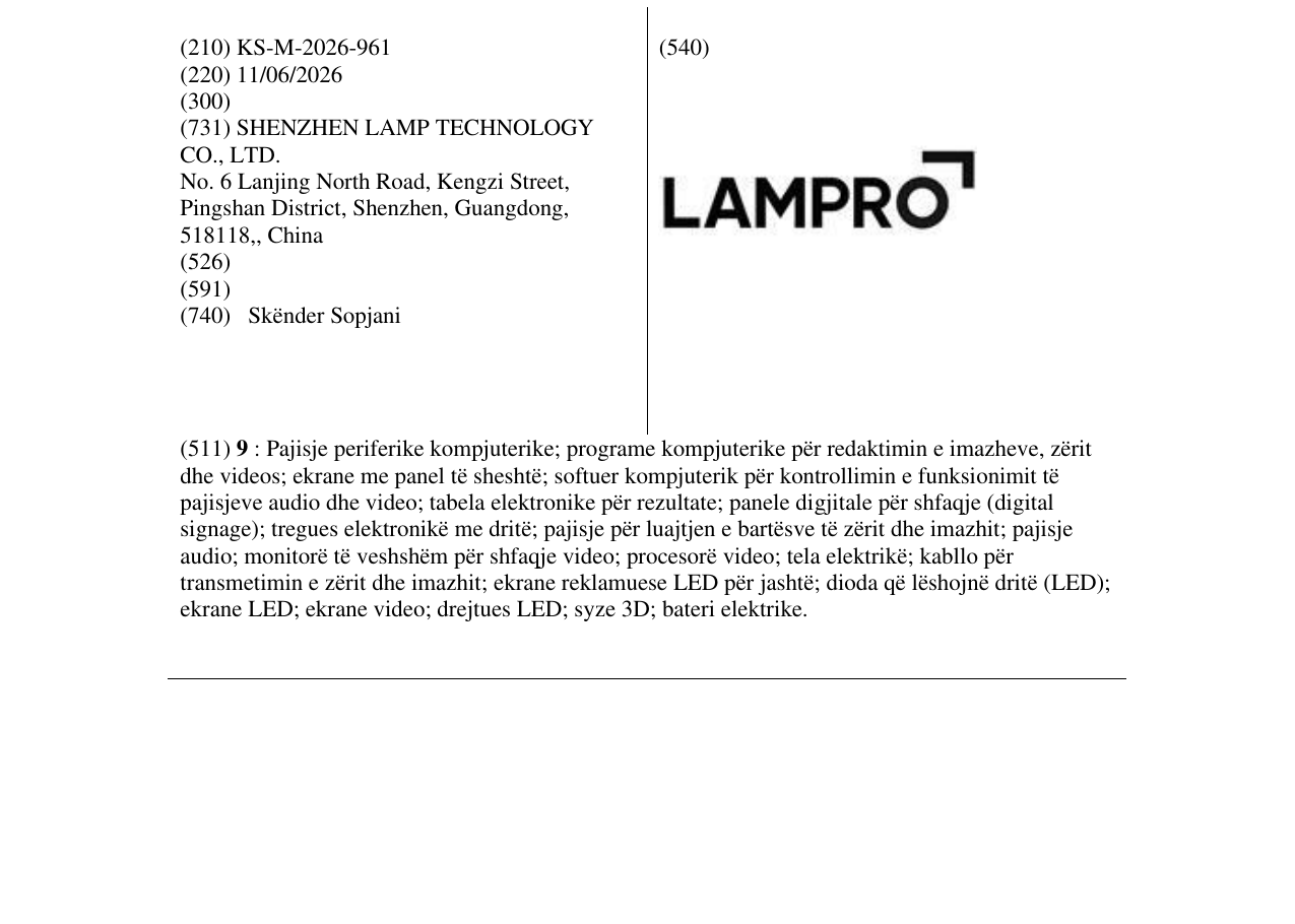 Zëri i markës LAMPRO në buletin