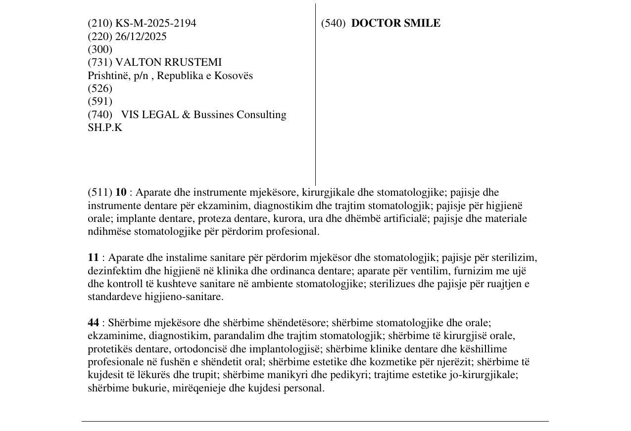 Zëri i markës DOCTOR SMILE në buletin