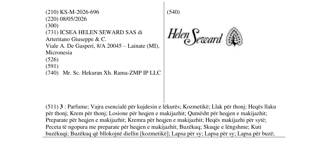 Zëri i markës KS/M/2026/696 në buletin