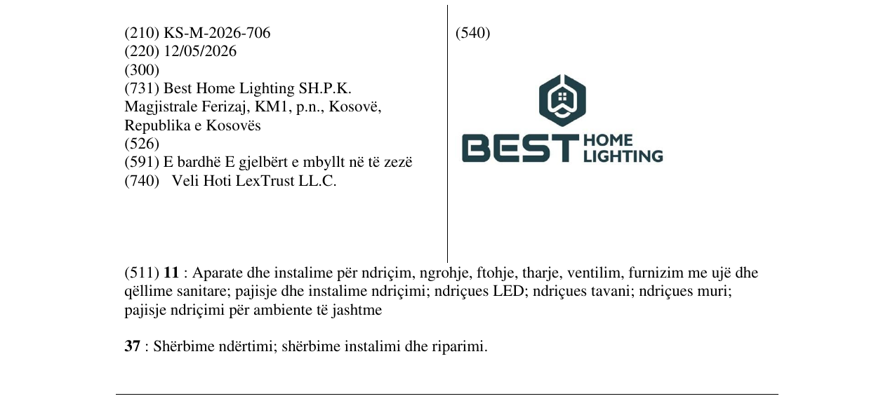 Zëri i markës KS/M/2026/706 në buletin