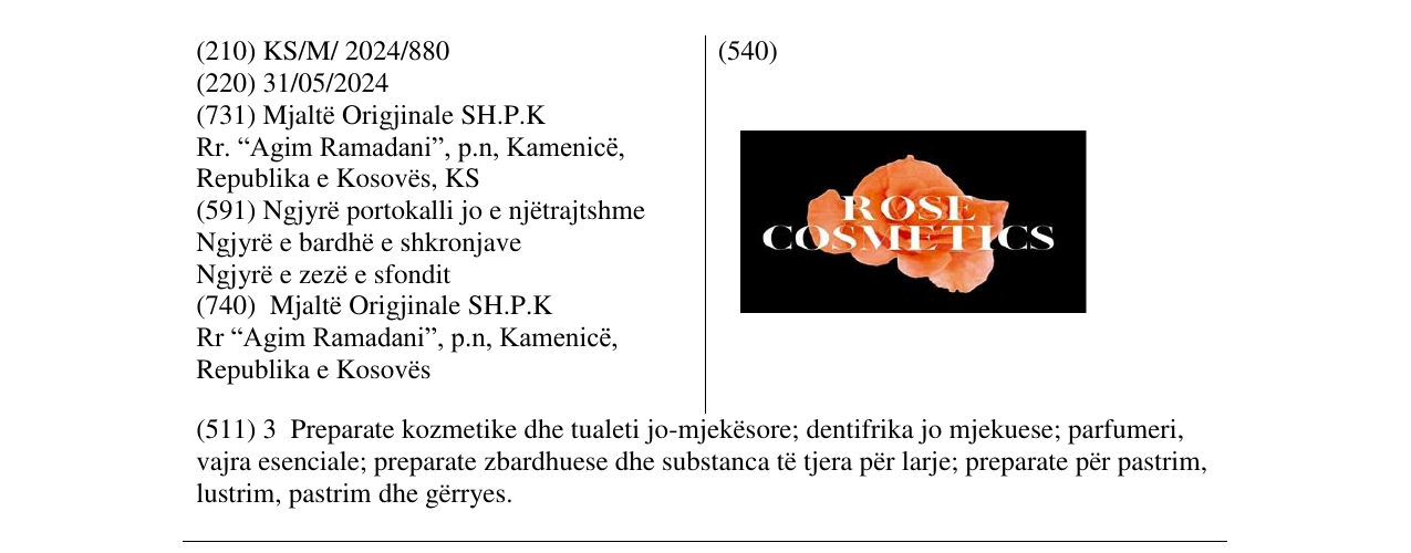 Zëri i markës rose cosmetics në buletin