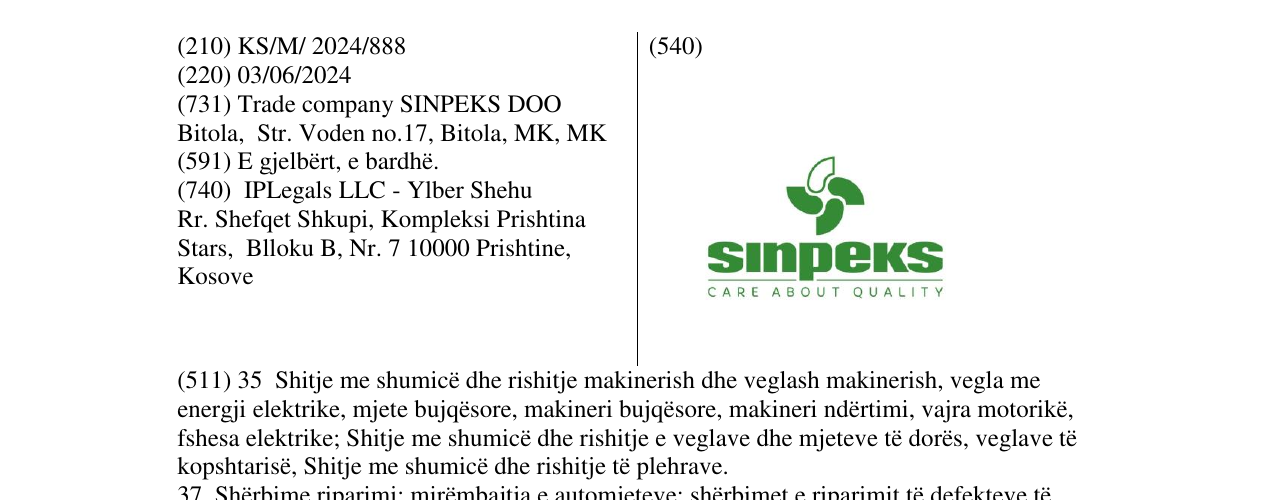 Zëri i markës sinpeks në buletin