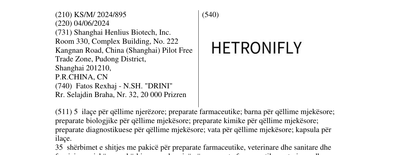 Zëri i markës HETRONIFLY në buletin