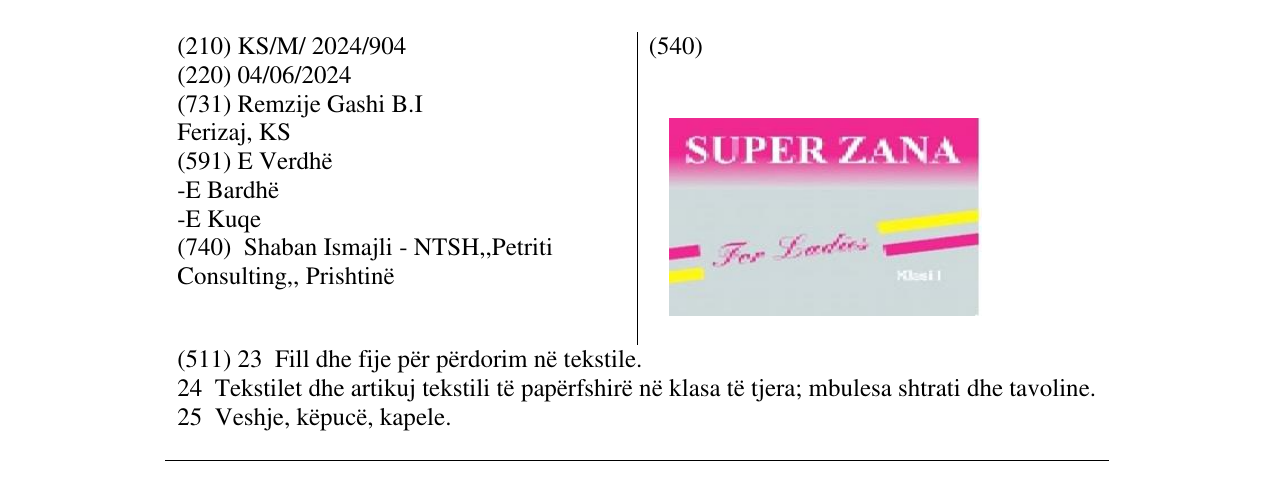 Zëri i markës SUPER ZANA në buletin
