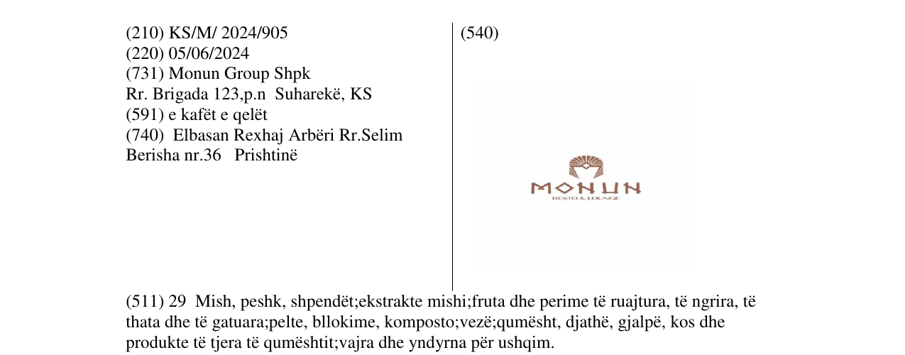 Zëri i markës MONUN në buletin