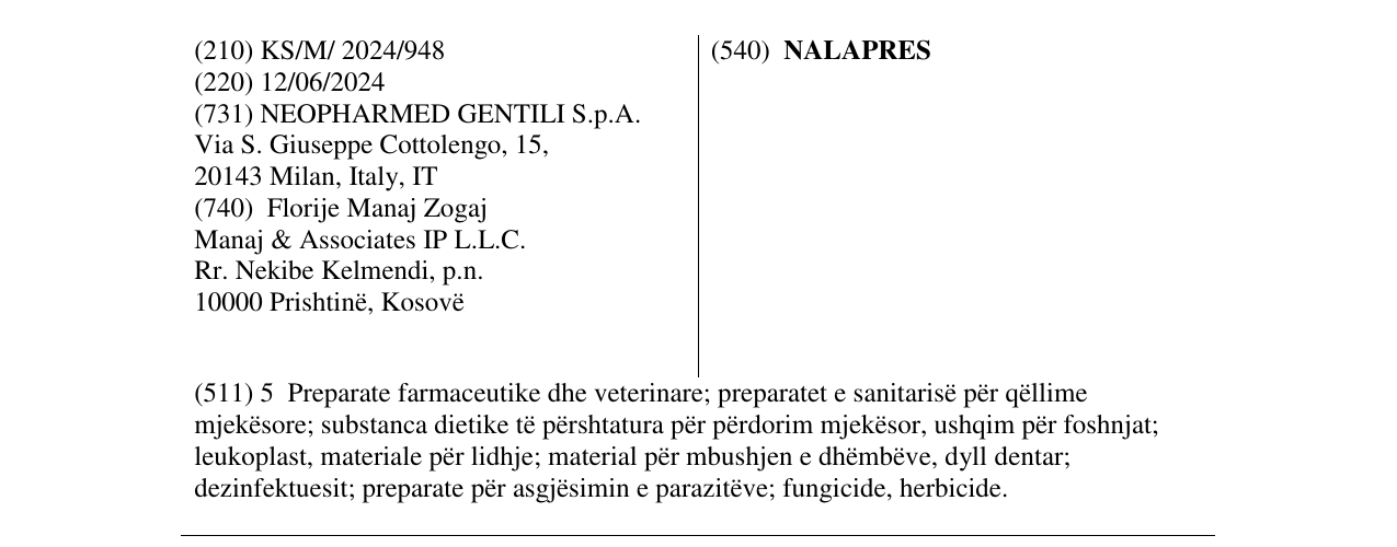 Zëri i markës NALAPRES në buletin
