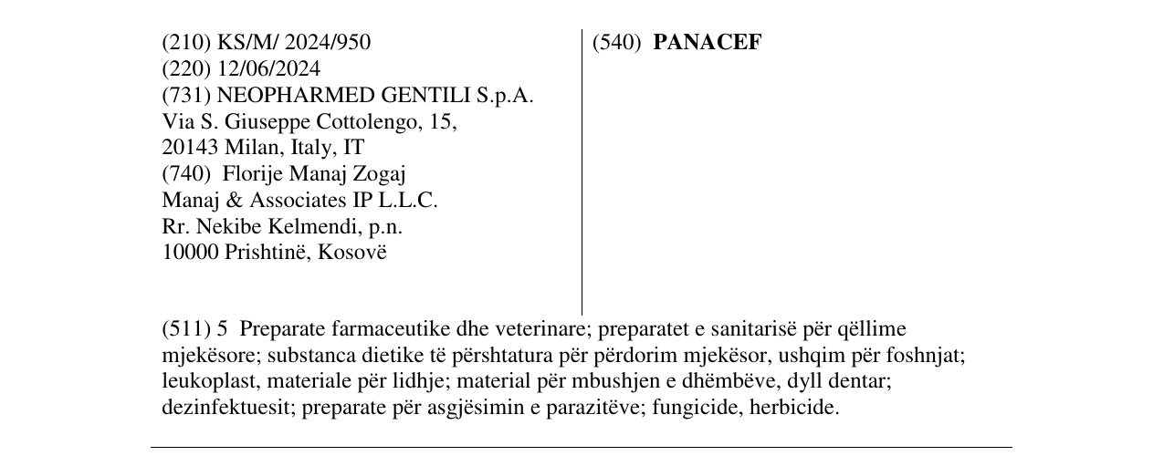 Zëri i markës PANACEF në buletin