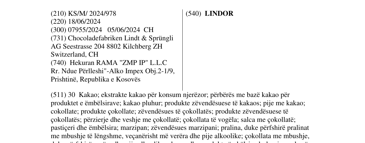Zëri i markës LINDOR në buletin