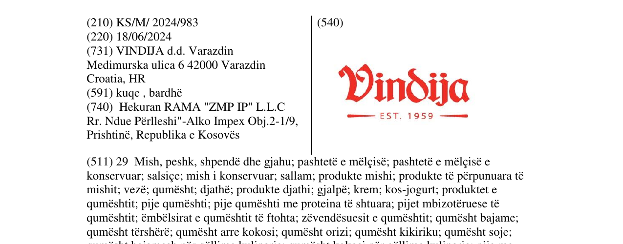 Zëri i markës vindija në buletin