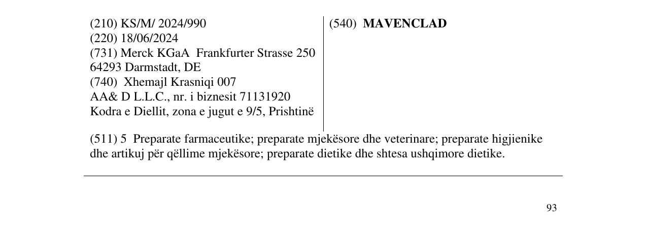 Zëri i markës MAVENCLAD në buletin
