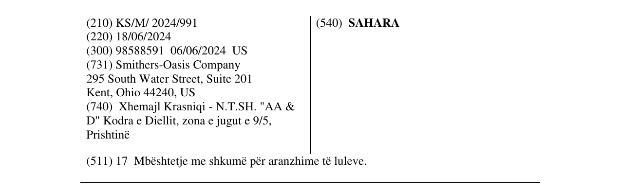 Zëri i markës SAHARA në buletin