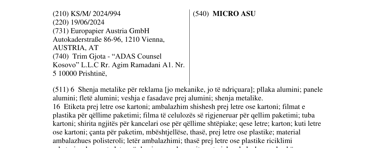 Zëri i markës MICRO ASU në buletin