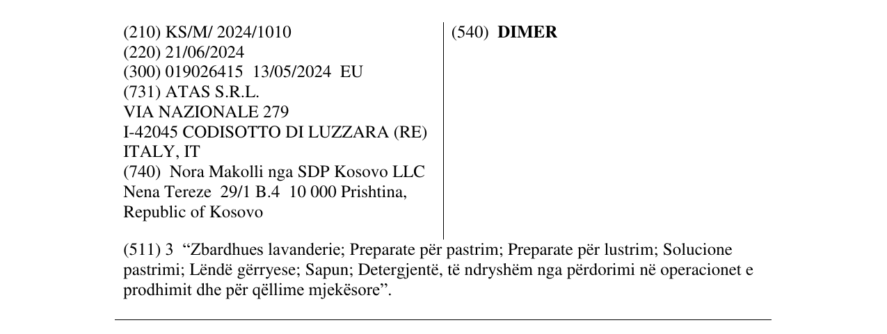 Zëri i markës DIMER në buletin
