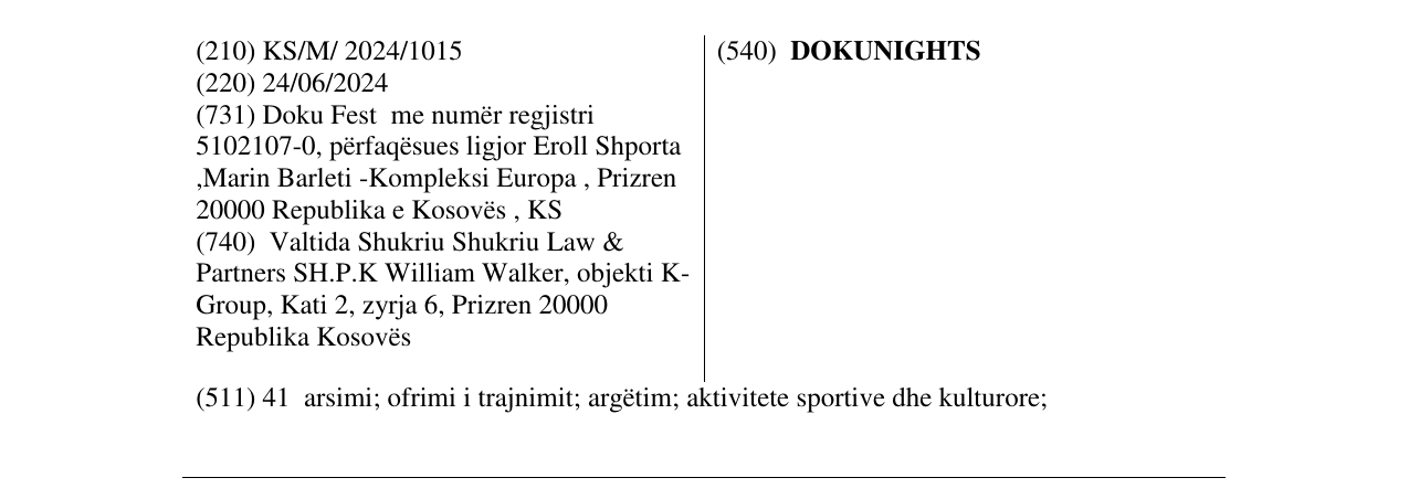Zëri i markës DOKUNIGHTS në buletin