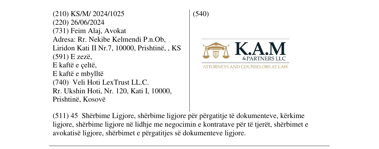 Zëri i markës K.A.M & PARTNERS LLC në buletin